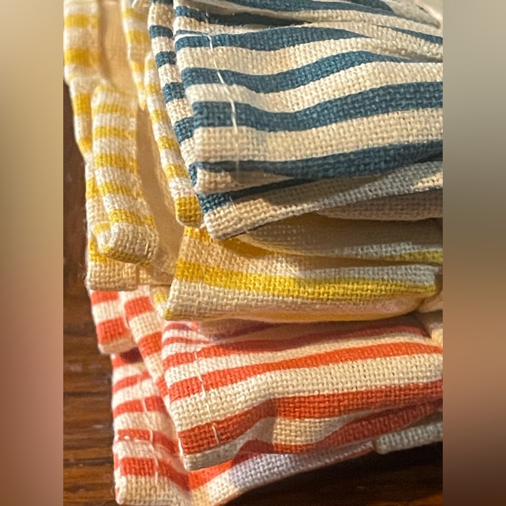 FOLKULTURE Handmade Kitchen Towel Set of 3- 100% Cotton. Red, Yellow, Teal NEW - Picture 2 of 8